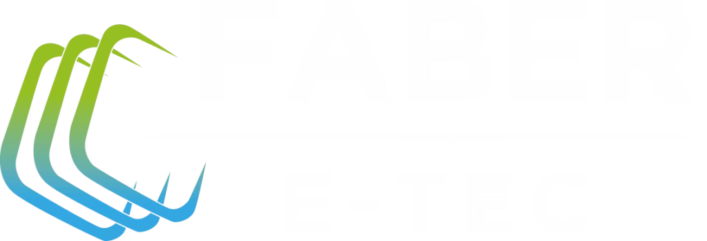 Faber E-Tec Logo White – Kompetenzzentrum für Trafostationen und Mittelspannungstechnik.